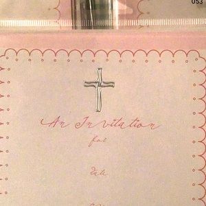 Set of 3 pink invitations and envelopes for Christening or Baptism